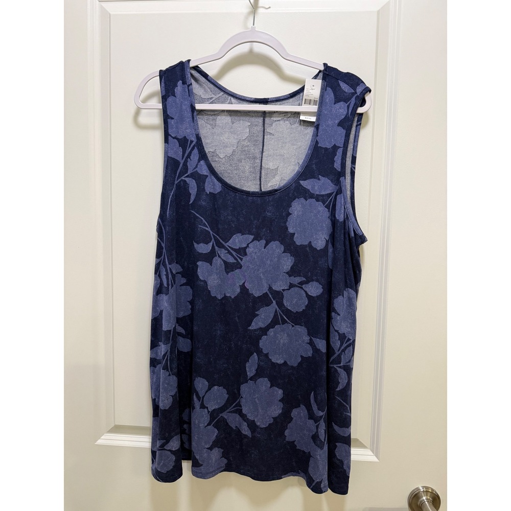Lane Bryant Dreamfeel Tank Top Blue Floral Scoop Neck Sleeveless 18/20 NWT